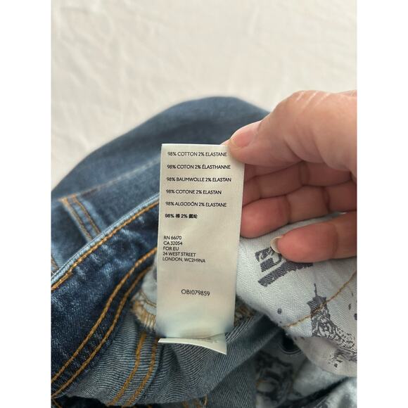 Pilcro Embroidered Sequin High Rise Slim Straight Crop Jeans Womens Size 31 Boho - Picture 8 of 12